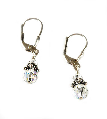 עגילי כסף וקריסטלים סברובסקי קלאסית