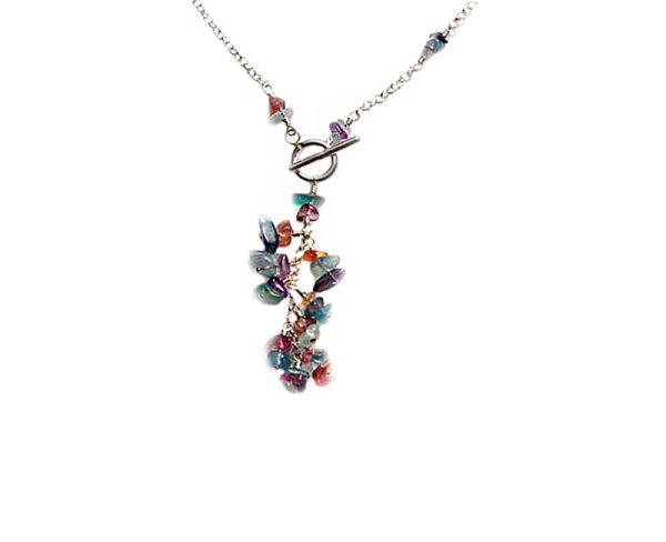 שרשרת כסף ופצפוציי אבן חן פלורייט